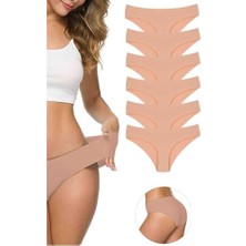 Royaleks 6 Adet Kadın Dikişsiz Lazer Kesim Esnek İz yapmayan Külot Ten