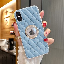 Zebana Apple iPhone Xs Kılıf Zebana Diamond Deri Kılıf Açık Mavi