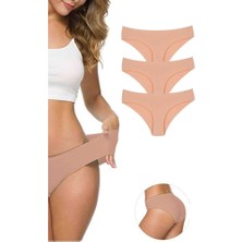 Royaleks 3 Adet Kadın Dikişsiz Lazer Kesim Esnek İz yapmayan Külot Ten