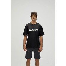 Bad Bear Title Oversize T-Shirt Siyah Baskılı Erkek Tişört