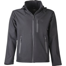 Huğlu Outdoor Siyah Kapüşonlu Softshell Mont