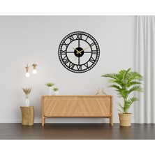 Arteka Design Roman Minute Metal Siyah 49 cm Sessiz Akar Mekanizmalı Duvar Saati