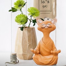 SUME Dekoratif Yoga Yapan Kedi Biblo Meditasyon Kedi Heykeli Ev Dekoru