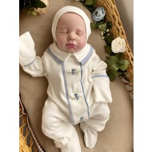 Miel Baby Erkek Bebek El Işlemesi Pembe Kuşlu Yenidoğan Tulum ve Şapka Takımı