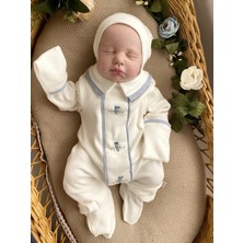 Miel Baby Erkek Bebek El Işlemesi Pembe Kuşlu Yenidoğan Tulum ve Şapka Takımı
