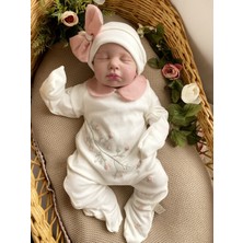 Mama Miel Baby Pembe Dal Çiçekli Yenidoğan Tulum ve Şapkası