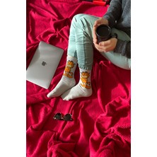 Nixora 6'lı Garfield Sünger Bop Gülen Yüzler Desenli Unisex Çift Tenis Çorabı Kutusu