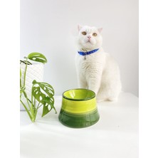 Stilin Bu Seramik Kedi ve Köpek Mama Su Kabı Colorful Moon Bowl  (Yeşil-Fıstık Yeşil)