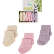 Novibaby 3'lü Bambu Yenidoğan Bebek Çorap I Sweet I 0-6 Ay