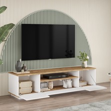 L'occi Concept Delphin 180 cm Raflı Kapaklı  Tv Ünitesi DLP7-AW Çam-Beyaz