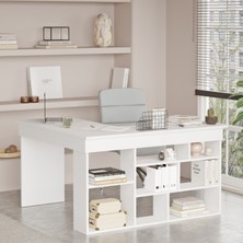 L'occi Concept Tyler Çalışma Bilgisayar Ofis Ders Raflı Kitaplık Laptop Masası Beyaz