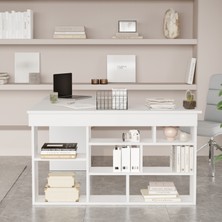 L'occi Concept Tyler Çalışma Bilgisayar Ofis Ders Raflı Kitaplık Laptop Masası Beyaz