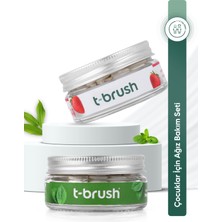 T-Brush Çilekli Doğal Diş Macunu Tableti Florürsüz + Ağız Çalkalama/gargara Tableti Alkol İçermez 75 Tablet