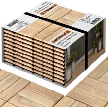 Interbuild “Gerçek Tik” Klasik Kilitli Karo Deck ,Yüzeyi İşlenmemiş 30×30 cm (10'lu Paket) 12 Çıtalı