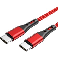 Haoruiqi C Tipi Type Pd 60W Kablo Hızlı Şarjı Dizüstü Bilgisayar Için Qc3.0 USB C Veri Kablosu - Kırmızı (Yurt Dışından)