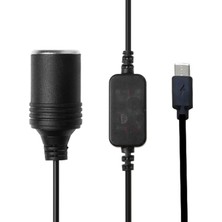 Haoruiqi USB C 5V Type Erkek 12V 8W Araba Sigara Soketi Güç Kaynağı Kablosu - Siyah (Yurt Dışından)