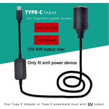 Haoruiqi USB C 5V Type Erkek 12V 8W Araba Sigara Soketi Güç Kaynağı Kablosu - Siyah (Yurt Dışından)