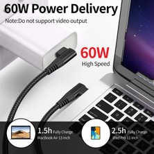 Haoruiqi USB C USB C Kablosu 60W/3A Hızlı Şarj USB Type'ye C Kordonu Çift 90 ° - Gri (Yurt Dışından)