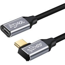 Haoruiqi Örgülü Dirsek Type Erkek/kadın Uzatma Hattı USB C 3.1 Uzatma Kablosu - Gri (Yurt Dışından)