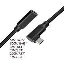 Haoruiqi 90 Derece USB C Uzatma Kablosu Dik Açısı USB 3.1 Type Erkek/kadın - Siyah (Yurt Dışından)