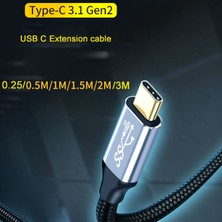 Haoruiqi USB C3.1 Type-C Uzatma Kablosu 100W Usb-C Erkek-Kadın Gen 2 Genişletici Kablosu - Siyah (Yurt Dışından)