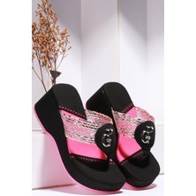 Kadın Pudra Siyah Zara Dolgu Taban Terlik