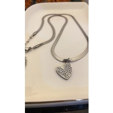 Aksesuarr Çarşısı İtalyan Zincir Kalp Detaylı Silver Kolye