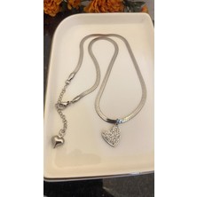Aksesuarr Çarşısı İtalyan Zincir Kalp Detaylı Silver Kolye