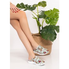 Nur Medikal Giyim Su Yeşili Baykuş Desenli Comfort Taban Kadın Ortopedik Sabo Terlik 1053