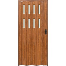 Faran Dekorasyon 115 x 215 Ceviz Renk Camlı Pvc Akordiyon Kapı - Frnakmodel-1-55