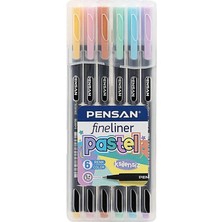 Pensan Fineliner 6 Pastel Renk 0.4mm Ince Keçe Uçlu Yazı Kalemi 1 Paket 6 Lı Pastel Fineliner Kalem Seti