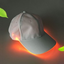 Szykd LED Işıltılı Beyzbol Şapkası Erkek Dış Mekan Floresan Sunhat Stil: Renk: Beyaz Şapka Turuncu Işığı  (Yurt Dışından)