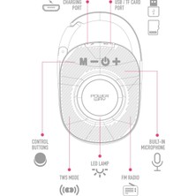 Powerway  Lock Mor Taşınabilir Bluetooth Hoparlör Kilit Özellikli Yüksek Ses Gücü