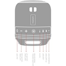 Powerway  C4 Gümüş Taşınabilir Bluetooth Hoparlör Ses Bombası Yüksek Ses Gücü Sese Duyarlı LED Işık