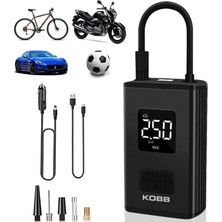 Kobb KB425 12V / Şarjlı Li-Ion 150 Psı Dijital Göstergeli Akıllı Lastik Şişirme Pompası+ Powerbank + Sos + LED Lamba