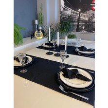 Decamor Home Simli Siyah Keten Dokulu Dertsiz Runner