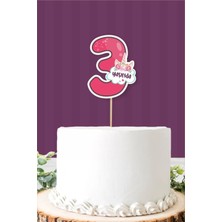 Neşeli Günlerim Unicorn Temalı 3 Yaş Pasta Süsü Kalın Kağıt 10x8 cm 1 Adet