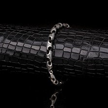 Tesbih Sepetim 925 Ayar Gümüş Desen Motifli Erkek Bileklik