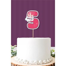 Unicorn Temalı 5 Yaşında (Beş) Pasta Süsü *kalın Kağıt