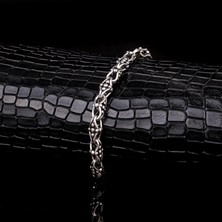 Tesbih Sepetim 925 Ayar Gümüş Nokta Desen Motifli Erkek Bileklik