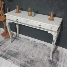 Roys Ahşap 9002 White Grey 120 cm Eskitme Oymalı Çekmeceli Ahşap Dresuar