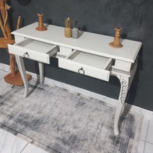Roys Ahşap 9002 White Grey 120 cm Eskitme Oymalı Çekmeceli Ahşap Dresuar
