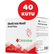 Cleanaive Alkollü Islak Mendil (25 Mendil) x 40 Kutu