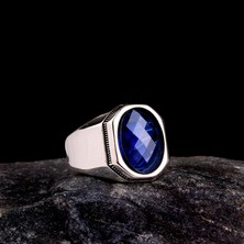 Tesbih Sepetim 925 Ayar Gümüş Zirkon Taşlı Düz Parlak Motifli Erkek Yüzük