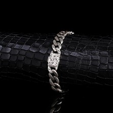 Tesbih Sepetim 925 Ayar Gümüş Desen Motifli Erkek Bileklik