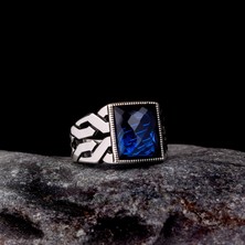 Tesbih Sepetim Zirkon Taşlı Desen Motifli 925 Ayar Gümüş Erkek Yüzük