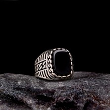 Tesbih Sepetim Onix Taşlı Örgü Model 925 Ayar Gümüş Erkek Yüzük