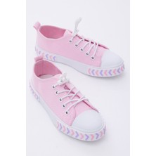 Tonny Black Çocuk Unisex Pembe Rahat Kalıp Ok Detaylı Lastik Bağcıklı Kumaş Spor Ayakkabı1010