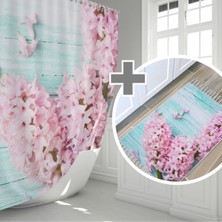 Zethome Lilac Banyo Paspas Ve Tek Kanat Duş Perdesi 1x120x200 Cm Set