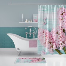 Zethome Lilac Banyo Paspas Ve Tek Kanat Duş Perdesi 1x120x200 Cm Set